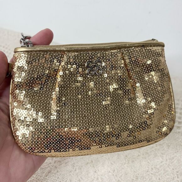 Y2K Coach Occasion Sequin Wristlet F44509 Gold Clip-In Pouch - Picture 5 of 9